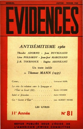 Evidences. N° 81 (Janvier/Février 1960)